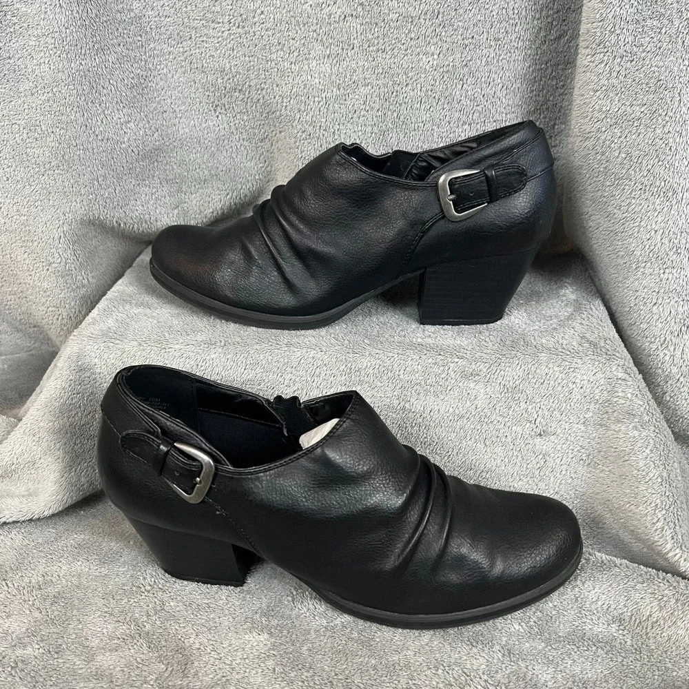 Kim Rogers Mazy Shootie Womens 10 Black Clog Shoes Leather‎ Ankle Boot